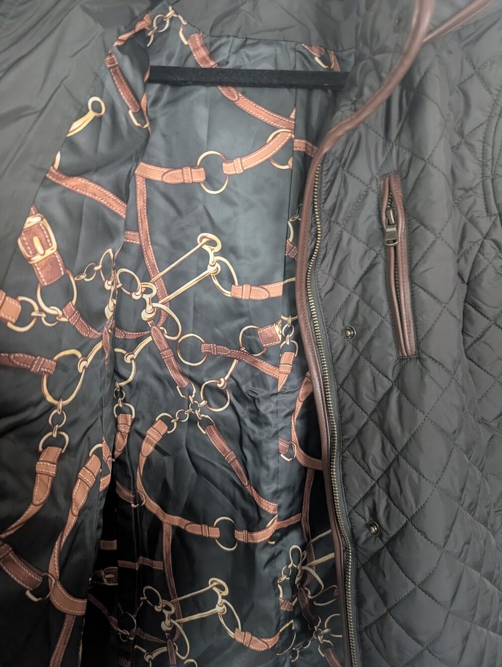 NWT Lauren Ralph Lauren Quilted Riding Coat Black M Equestrian Jacket - Picture 10 of 10